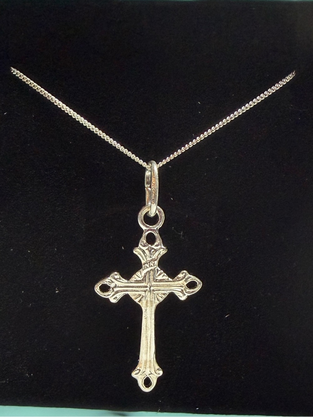 925 Sterling Silver Cross Necklace with Curb Chain